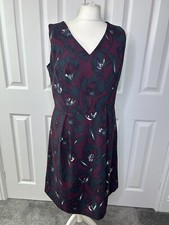 Tu 14 Bnwt RRP £25 Work Smart Dress Maroon Black Sleeveless Fit Flare