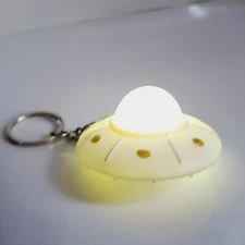 UFO AREA 51 Keychain Drone ET UAP Flying Saucer Space Ship Light/Sound WHITE