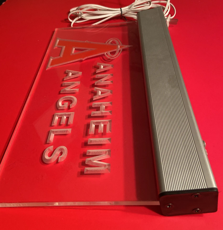 ANAHEIM ANGELS Large Hanging Light Up Etched Sign 15 Inches Long MLB Baseball - Image 3 of 4