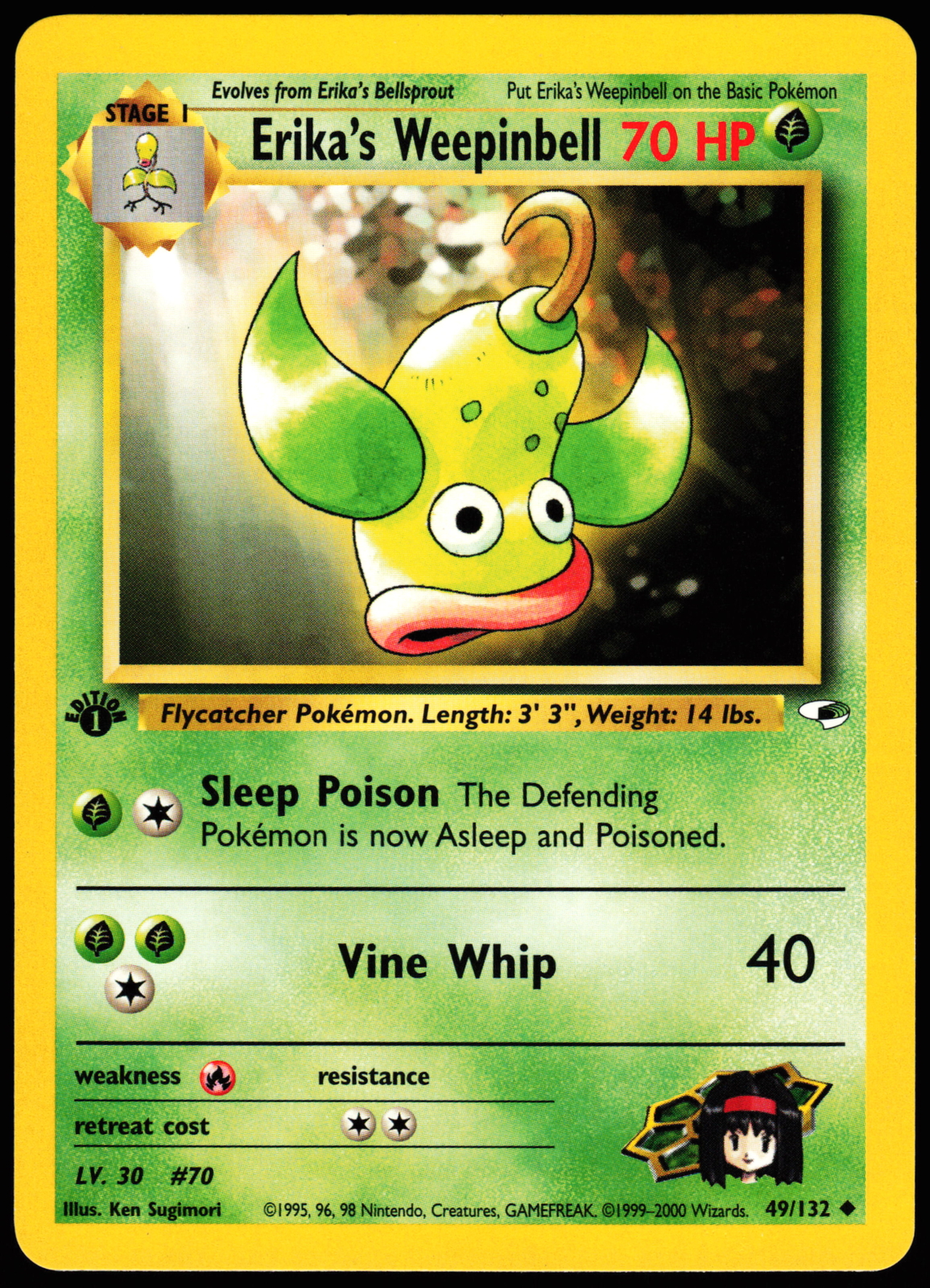 Pokemon Card - Erika's Weepinbell 1st Edition Gym Heroes 49/132 Uncommon
