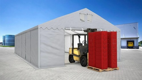 XXL Lagerzelt 8x12m Zelthalle Weidezelt Bodenrahmen PVC 550g feuersicher 50mm Ø - Bild 6 von 16