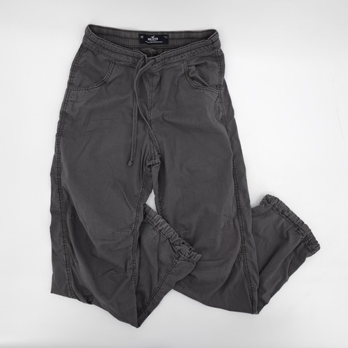 Hollister Parachute Baggy Pants Womens Extra Small Gray Pull On Drawstring Adjus