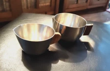 MCM Mid Century Modern Denmark Stainless & Teak Wood Creamers READ Vintage