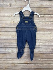 OshKosh Vintage 3-6 Months Vestbak Baby Blue Denim Footed Overalls Made in USA