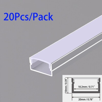 20Pcs W20mm x H10mm LED Strip Aluminum Channel Holder with Cover 1M/3.3ft Each 