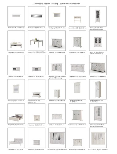 Sideboard Kasimir 15 Pinie weiß 178x97x49 cm Anrichte Wohnzimmer Esszimmer - Bild 2 von 2