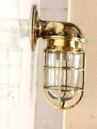 Nautical Solid Brass Bulkhead Wall Sconce Light | Industrial & Outdoor Fixture - Picture 7 of 7