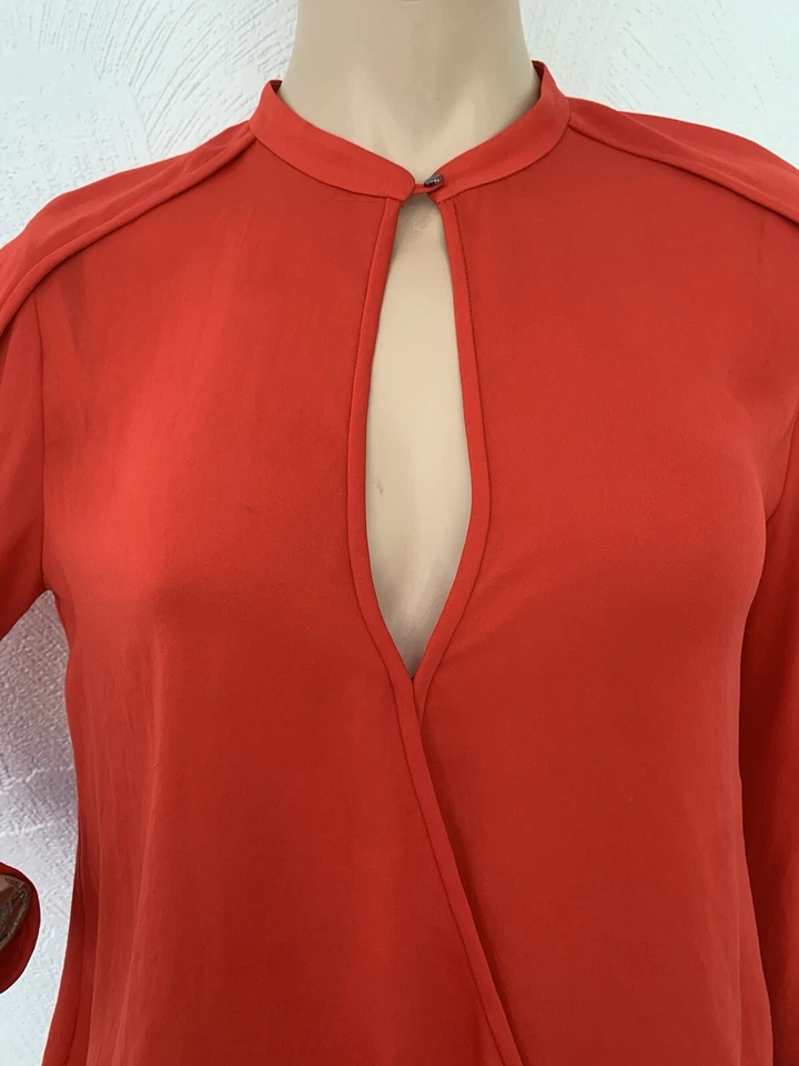 HALSTONHERITAGE красный легкий длинным рукавом блузка верхний Великобритании 6 США 2 ЕС 34 VGC РЕДКАЯ - Изображение 3 из 4