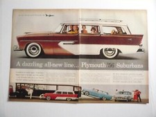 1956 Plymouth Suburban Station Wagon 2-tone Brown White 2-page Vintage Print Ad 1956 Plymouth Suburban Station Wagon 2-tone Brown White 2-page Vintage Print Ad