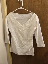 Soho Jeans New York And Company Xs  White Textured Blouse Top Partial New Tag