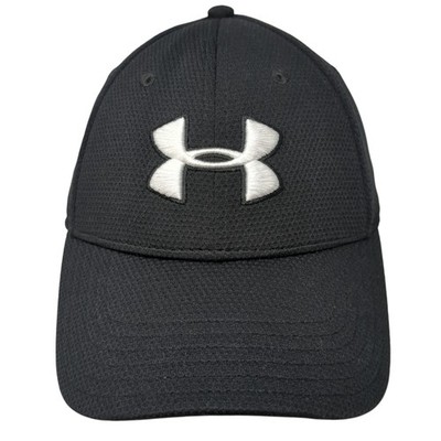Under Armour Fitted Baseball Cap Black L Embroidered Vented Holes 6 Panel Poly