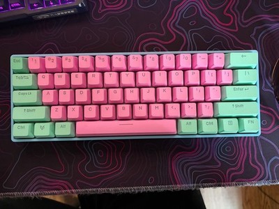 custom gk61 60% keyboard. matrix cotton candy keycaps/gekko silent switches