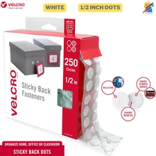 Sticky Dots Adhesive Circles White 1/2in 250pk Secure Mount Office Crafts