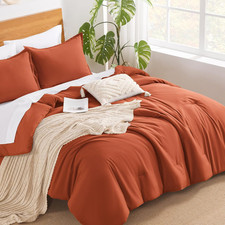 Burnt Orange King Comforter Set - 7 Pieces Soft Lightweight Bedding Set