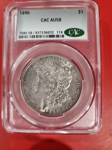 1896 Morgan Silver Dollar PCGS AU58 CAC Certified $1 Silver Coin