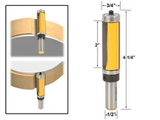 2" Flush Trim Top and Bottom Bearing Router Bit - 1/2" Shank - Yonico 14134