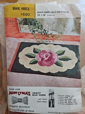 Aunt Lydia's Punch Needle Rug Rose Shell No 690 24x36 Wall Hanging