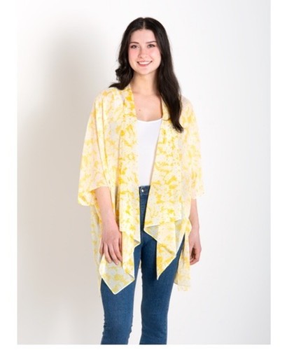 NWT Simply Noelle Ganz Wrap Top Botanical Canary One size Kimono Open Front