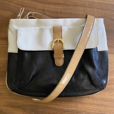 Liz Claiborne New York Crossbody Bag Black Ivory Tan Colorblock Purse Vintage