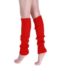 Women 80s Ribbed Leg Warmers Knitted Wool Crochet Long Boot Socks Party