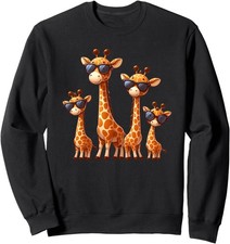 Giraffe Family Sunglasses Safari Zoo Lover Unisex Crewneck Sweatshirt