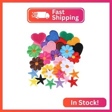 30 Pcs Embroidered Iron On Patches for Clothing Assorted Styles Flower Heart Sta