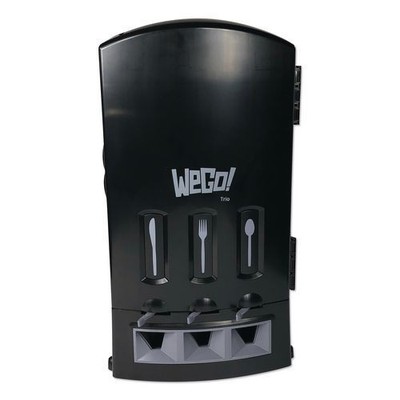 WeGo Trio Utensil Dispenser, Holds 300 Utensils, Black, 13.39 x 15.75 x 23.62
