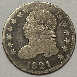 1821 LG Date Capped Bust Silver Dime Tough Exact Coin Imaged #CB14