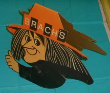 vintage BRACH'S CANDY -- HALLOWEEN WITCH -- CARDBOARD RETAIL STORE DISPLAY