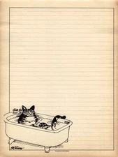 Vintage B. KLIBAN Cat bath Note Pad Page (Single) Workman Publishing 8.25x11