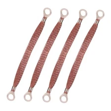 Universal Automotive Ground Straps, 12" x 0.5" Grounding Strap with Ring 4PCS