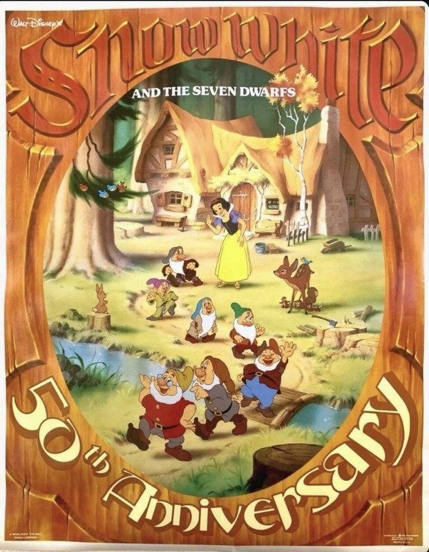 Snow White And The Seven Dwarfs Disney 50th Anniversary poster 22 X 28