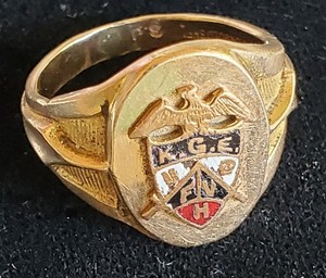 Antique Knights Of The Golden Eagle Fraternal Ring Enamel 10k GF Size 8