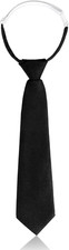 Skinny Black Tie, Adjustable Necktie for Girls/Boys, Pre Tied Neck Ties for Men