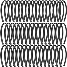 Duufin 50 Pcs Black Headbands Bulk 1cm Satin Headbands for Girls and Women