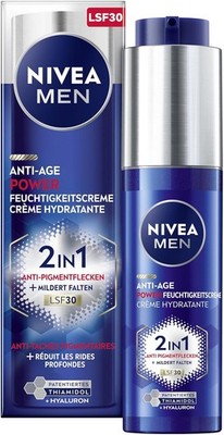 2 x Nivea Men Anti-Age 2in1 Power Feuchtigkeitscreme Hyaluron Luminous630 je50ml