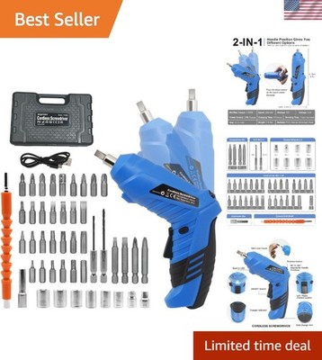 3.7V Cordless Electric Screwdriver Set with 47 Bits & LED Light   Power Your DIY