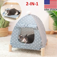 Cat Bed Tents Dog House 2 in 1 Tent Hammock Removable Portable Nest Teepe House