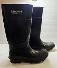 LaCrosse Men Rubber Black Rubber Boots Waterproof Made In USA Size 9