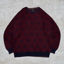 Christian Dior Vintage Sweater Jumper Men’s XL Made In USA Geometric Cotton 90s