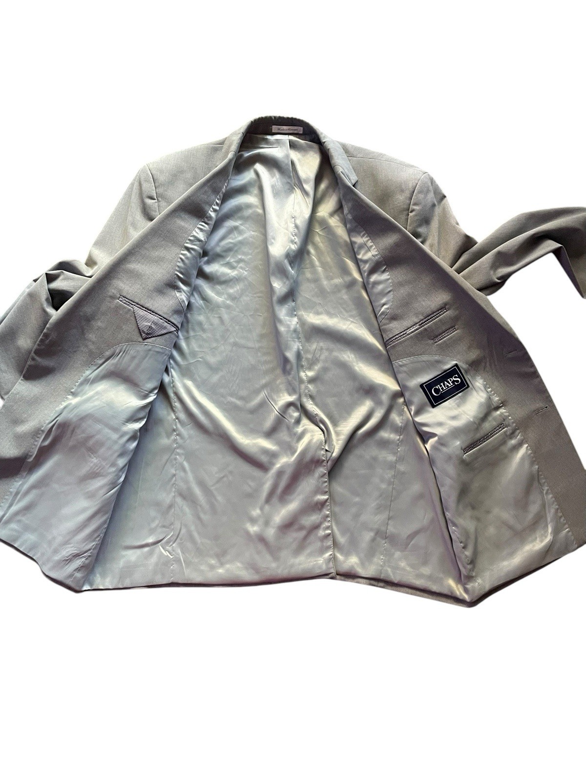 Chaps Light Gray Blazer Jacket 2 Button Lined Cla… - image 3