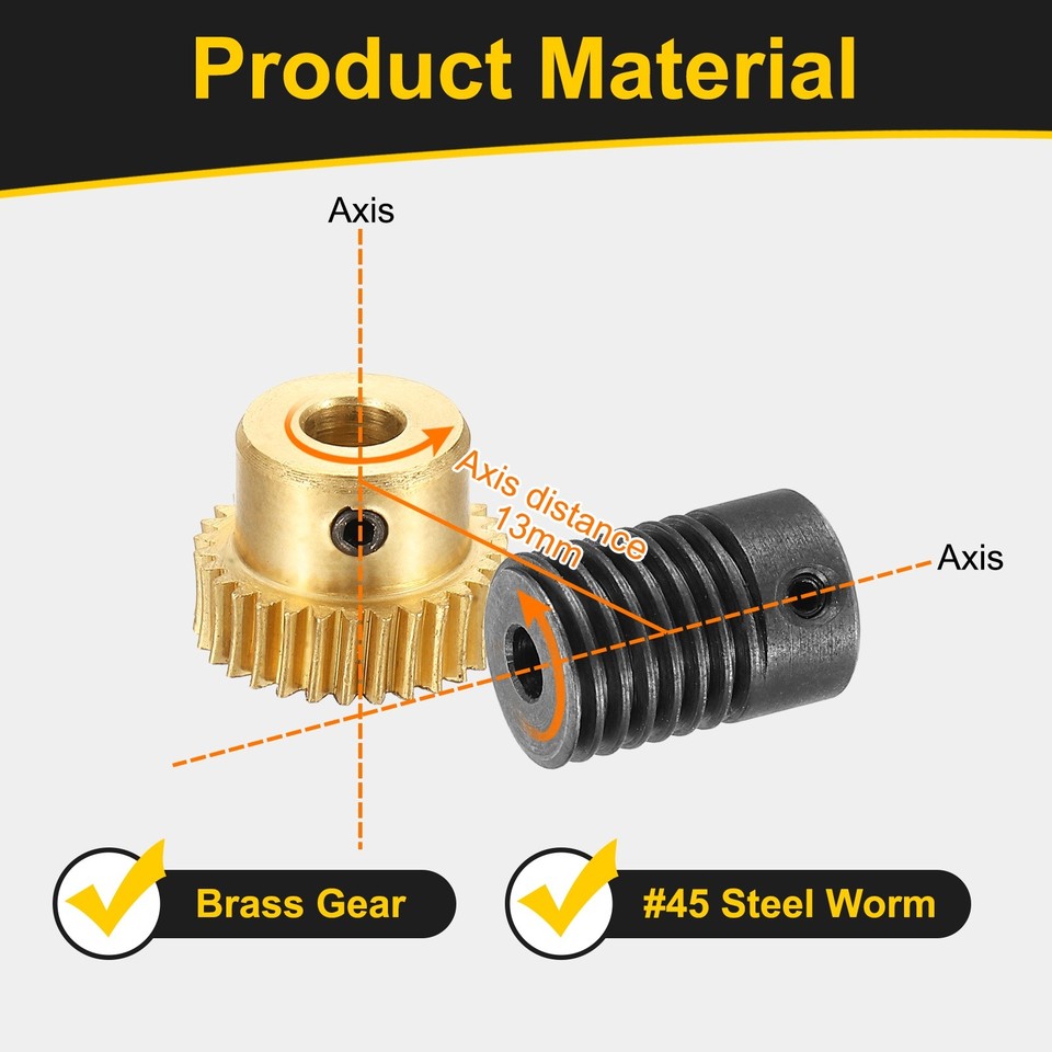 Worm Gear Set 0.5 Module 1:30 Reduction Rate(Gear-5mm Bore, Rod 4mm ...