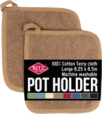 Ritz Royale Collection 100% Cotton Terry Cloth Pot Holder Set, Kitchen Hot Pad,