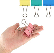 Extra Large 2-Inch Colored Binder Clips, 24-Pack Pink, Blue, Green, Yellow 