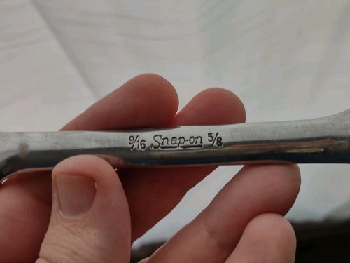 Vintage Snap-On Tools USA XS1820 9/16" X 5/8" SAE Offset Short Chrome Box Wrench - Picture 4 of 4