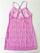 Victoria Secret Laced Sheer Stretch Slip Dress Women L Pink Berry Coquette