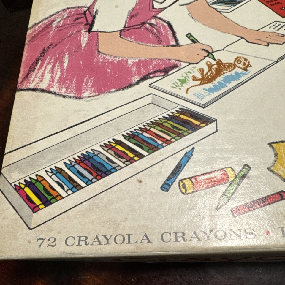 Crayones Crayola 1958 vintage - No. Juego de dibujo 72 colores ¡COMPLETO! Con libros Foto 2 de 4