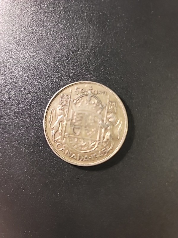 1945 Canadian Silver Half Dollar V.F. 80% SILVER