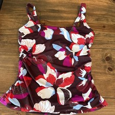 Athleta Square Neck Tankini Womens 36B/C Hero Bloom Decadent Chocolate Floral