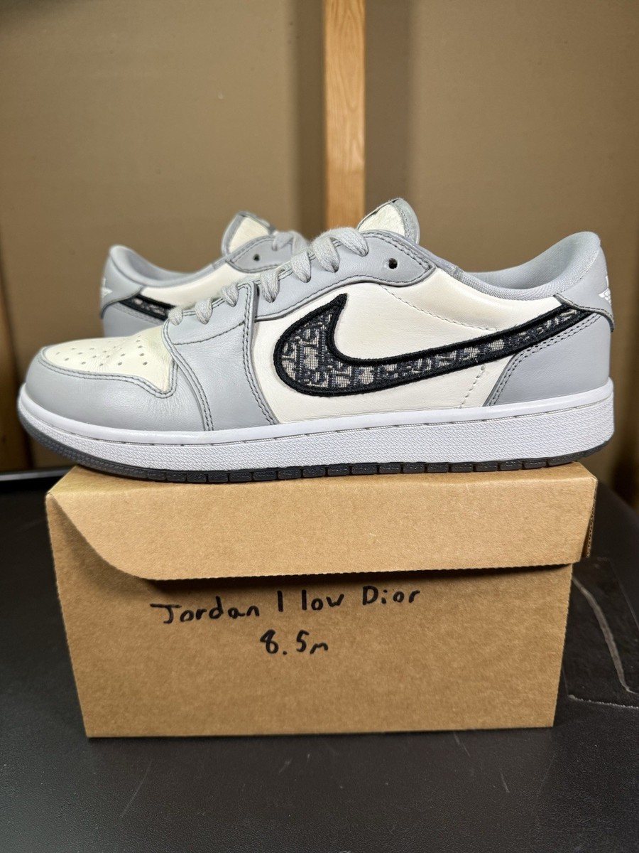 Size 8.5 - Dior x Air Jordan 1 Low Gray | eBay